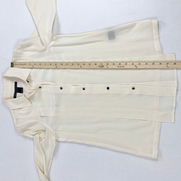 March Jacobs Women's Pintuck Pleat Silk Button Down Shirt Size 4 Cream Off White - Picture 12 of 12